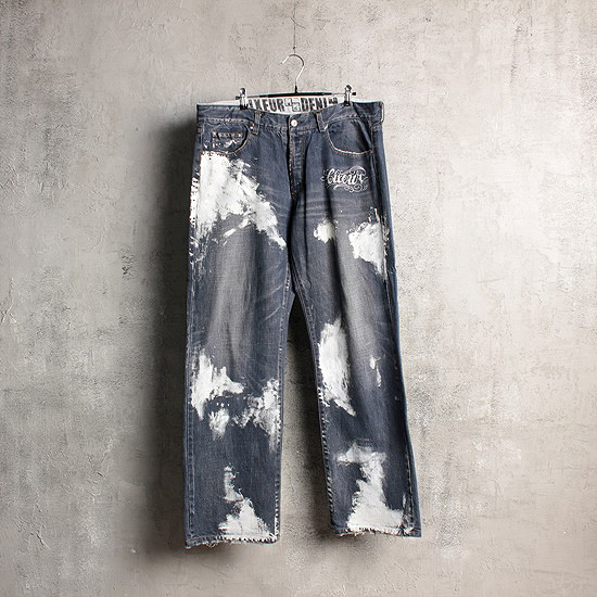 00 vtg CIXEUR paint DENIM pants (37inch)