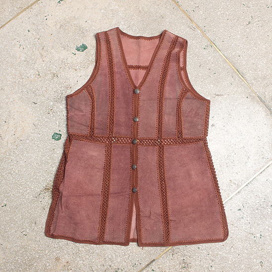 vtg leather vest