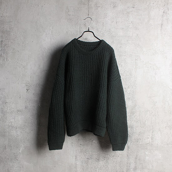Green hand made over fit knit