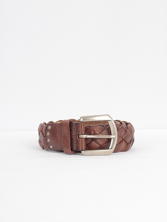 brown weaving real leather belt (30~36inch)