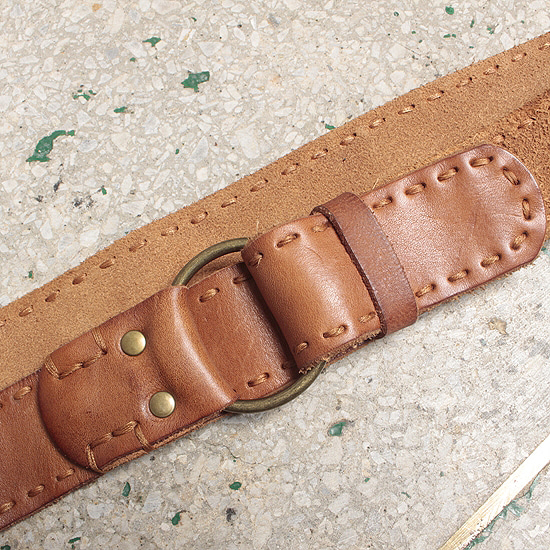 hand stitch brown leather belt