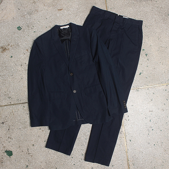CLUB MONACO navy slim cotton suit set
