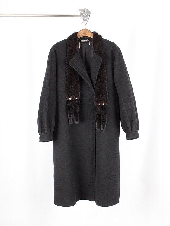 HI DOLLRB mink muffler cashmere coat - JAPAN MADE