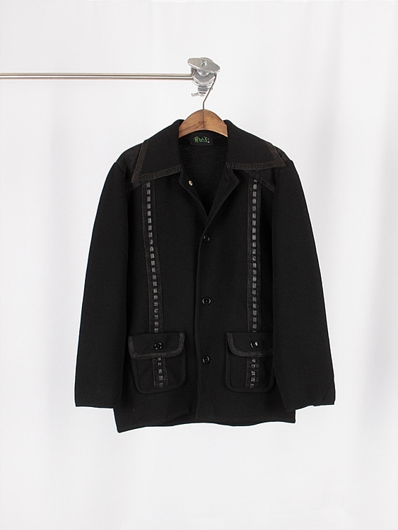 vtg leather detail jacket