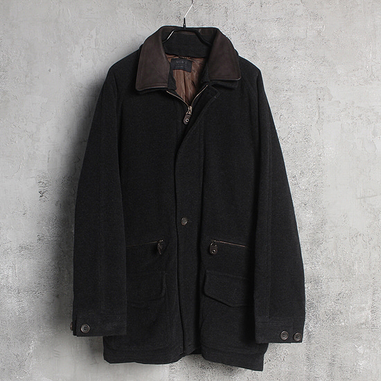 MEN&#039;S design leather collar coat