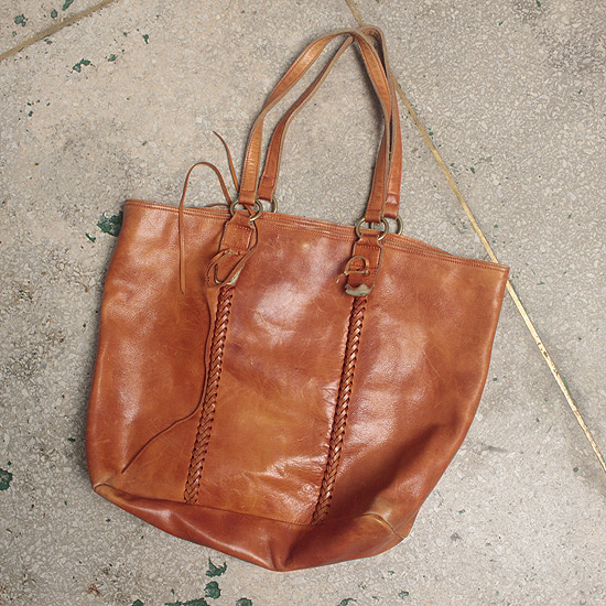 vtg leather big tote bag