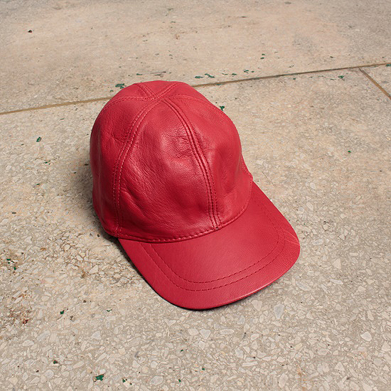 vtg real leather cap