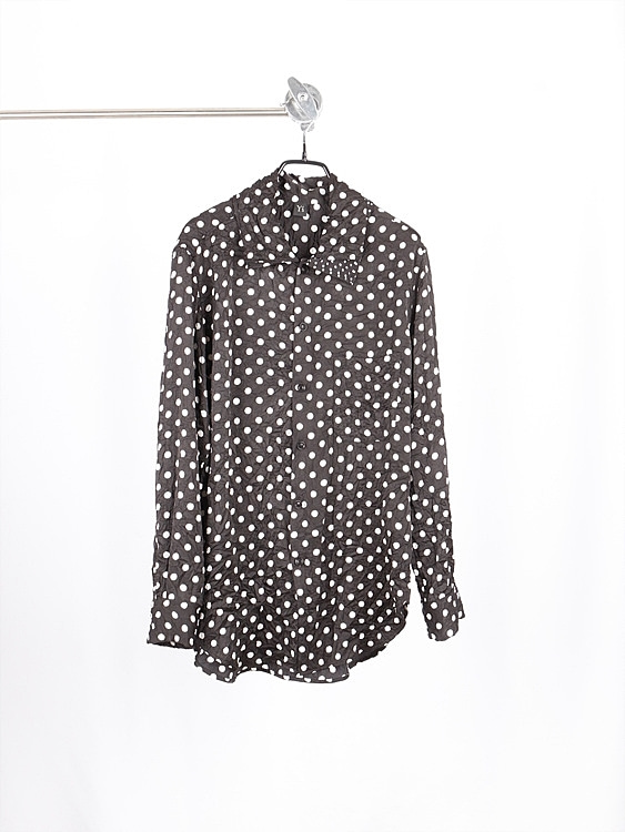 2020 S/S Y&#039;S by YOHJI YAMAMOTO Polka Dot shirt in black