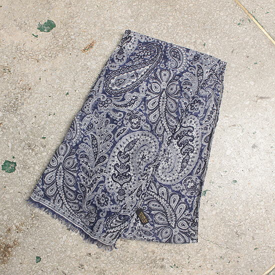 vtg paisley modal linen silk scarf