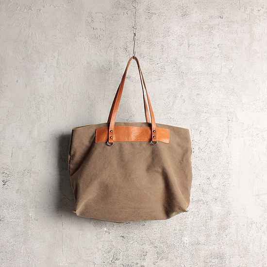 Brown leather canvas bag