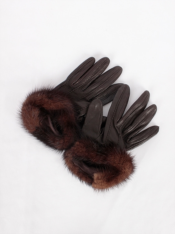 AGNELLE leather fur glove