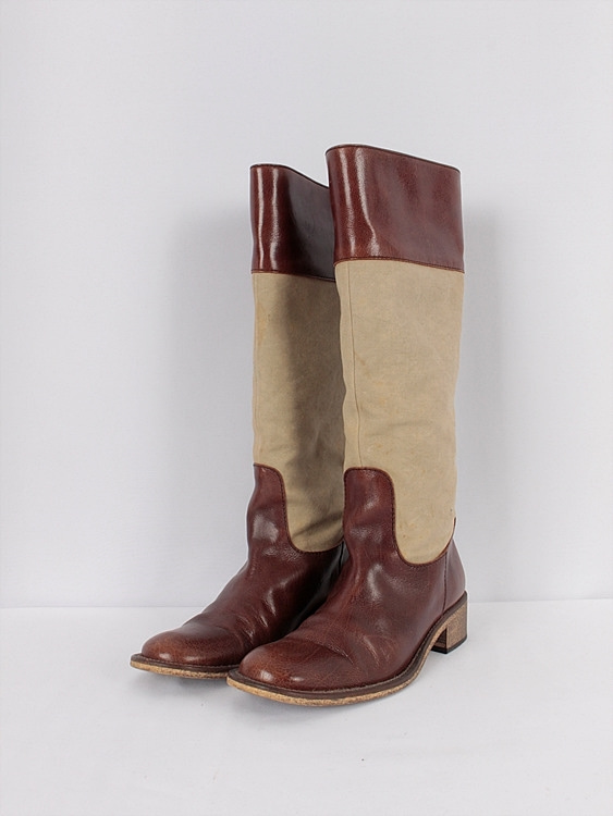 MARGARET HOWELL cotton + leather long boots (230 mm)