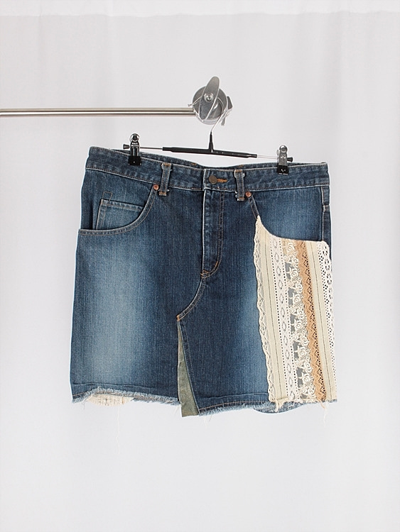 WAFFLISH WAFFLE denim mini skirt (33.8 inch) - JAPAN MADE