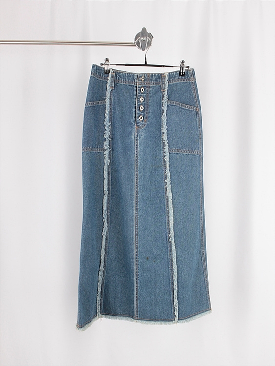 grunge long denim skirt (29.9inch)